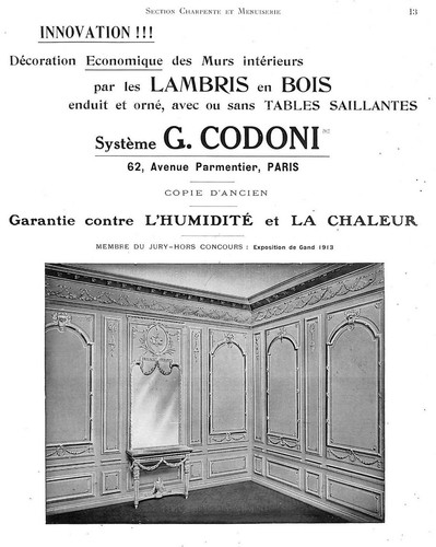 Paris parmentier lambris - av., "