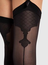 Bas sexy couture FIORE VANITY 40 DEN pour porte jarretelles Lin ou noir T2 T3 T4