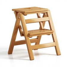 Escabeau pliant bois trois marches multifonction intérieur