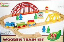 WOODEN TRAIN Oval Figure SET First Learning 35Pc Child Boy Girl 3+ Play KIDS TOY