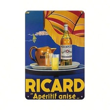 Plaque murale vintage métal Ricard Apéro - Panneau décoratif maison, café, bar