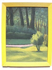 Peinture à l'huile sur aggloméré encadré Le Jardin Public