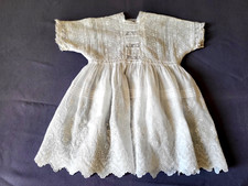 Ancienne robe fillette en linon brodé 1900 Old embroidered girl dress T.3/6m