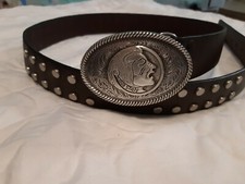 Studded Brown Leather Belt with Florida State University Seminoles Buckle 44