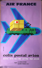 Air France original poster - "Colis postal par avion" - Jean Colin