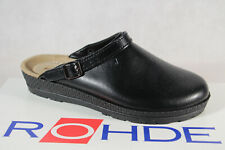 Rohde Sabots Femmes Chausson Chaussons Sabot Cuir Noir Largeur G