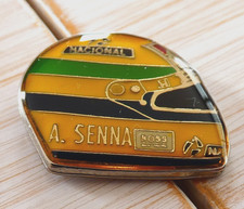 VERSION PIN'S F 1 FORMULA ONE CASQUE AYRTON SENNA HONDA BOSS JAUNE PLUS CLAIR