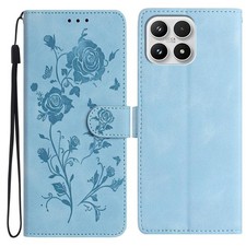 Étui en cuir bleu ciel avec