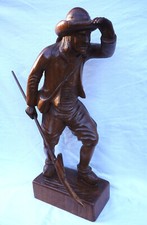 Breton Jean Chouan Scythe Hand Carved Wood Statue 25 3/4" Quimper Vintage