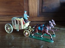 Diligence western avec ses deux chevaux en aluminium Quiralu (1947)