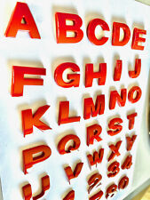 LETTRE CHIFFRE 3D METAL HAUTE QUALITE sticker  adhésif  auto ROUGE voiture 