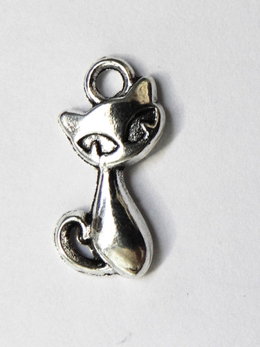 Pendentif chat métal argenté - métal,