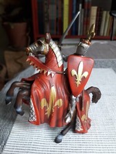 MOYEN-AGE SCHLEICH Vintage 2003 Chevalier au cimier fleur de lys, et sa monture