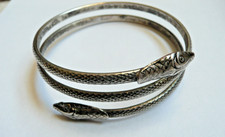 Ancien Bracelet Serpent Métal Argenté Vintage