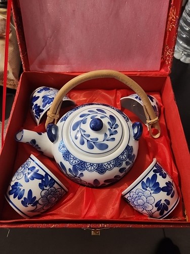 Service thé asiatique bleu - service,