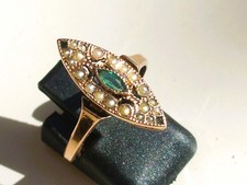 TRES BELLE BAGUE MARQUISE ANCIENNE 1920/30 en Plaqué or rose FIX / T56