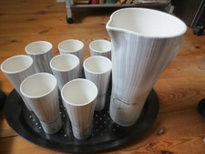 Joli service à orangeade ,vintage,blanc ,gris,noir