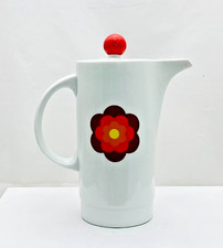Scherzer théière blanche porcelaine motif fleur vintage 20 x 8,5 cm env