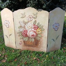 Paravent décor à 3 feuilles de cheminée en bois peint