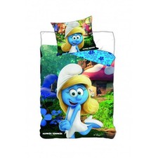 Parure lit Housse de couette réversible fille Les SCHTROUMPFS 140x200cm 