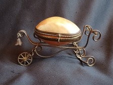 Boîte/écrin oeuf nacre et métal forme carrosse & clochette / Napoléon III XIXe?