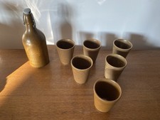 Service Ancien Bouteille +  6 Gobelets Grès DIGOIN France Vintage #C359