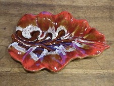 grand plat à fruits grand vide poche coupelle en forme de feuille signé VALAURIS