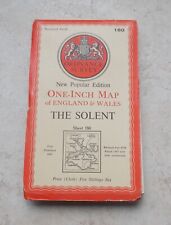 Vintage ORDNANCE SURVEY 180 Road Map antique THE SOLENT UK old vtg 1947