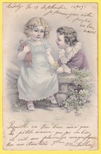 Superbe Illustration CP Écrite en 1903 à Louise WALCH PASTEL Jeune Filles Poupée
