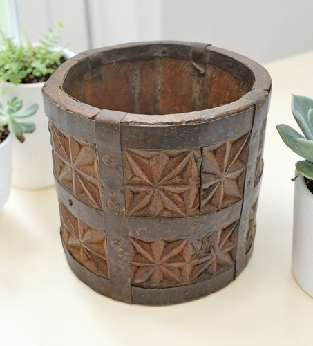 Pot fleur bois vintage - de,