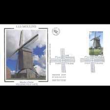 FDC soie - Moulin à farine Villeneuve d'Ascq - oblit 15/6/2010 Paris