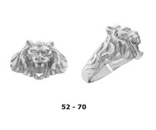Dolly-Bijoux Homme Femme Chevalière T58 Tête de Lion 3D Argent Massif 925 Rhodié