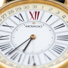 Rare montre de luxe vintage Movado unisexe plaquée or