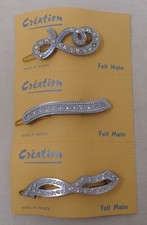 Lot 3 peignes anciens Barrettes cheveux vintage - Sur Plaquette 1960-70's France