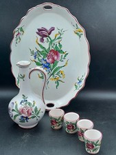 Henri Delcourt plateau verres service à liqueur Décor Vieux Strasbourg.