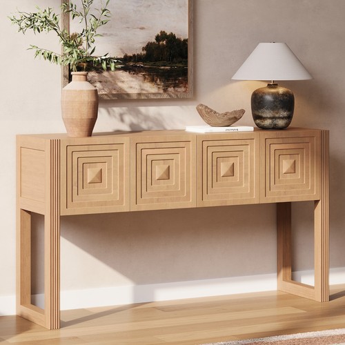 Geometric carved console table - geometric,
