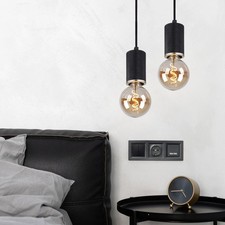 Lampe Suspendue Lustre Lampe Bois Table En E27 Réglable en Hauteur 2er Set