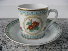 TASSE à MOKA Porcelaine LIMOGES HAVILAND AUSTRIAN COPPER Bord Vert et or mat