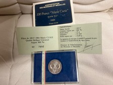 Coffret 100 Francs Argent BU, 1984 Marie Curie, Certificat Monnaie de Paris,