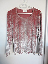 Haut Tee-shirt manches longues Rose Velours Reflets Argenté Carol Taille 40/L