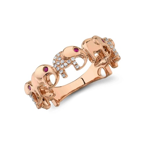 Diamant rubis éléphant bague - rubis,