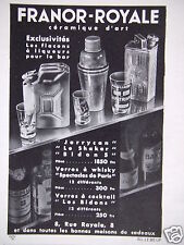 PUBLICITÉ 1948 FRANOR ROYALE CÉRAMIQUE D'ART - ADVERTISING