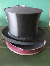 CHAPEAU  CLAQUE  HAUT DE FORME SATIN  NOIR  MANUFACTURE  DE PARIS