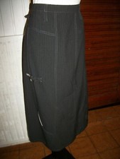 Jupe longue polyester noir rayé stretch FRED SABATIER 44FR