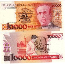 Bresil BRAZIL Billet 10000 CRUZADOS on 10 NOVO 1989  P218 LABORATOIRE NEUF UNC