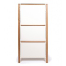 Meuble à Chaussures 3 Portes "Northgate" 139cm Chêne & Blanc