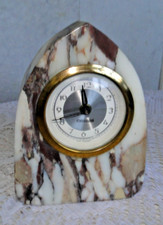 Réveil pendule de cheminée MERCEDES en marbre forme ogive à réparer ou déco