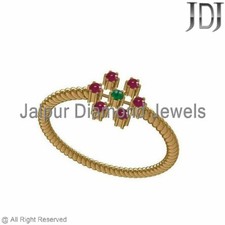 14k or Jaune Lot de Broches Rose Rubis Émeraude Entortillé Bague Mariage Bijoux