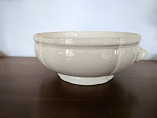 Grand saladier Digoin Sarreguemines soupière faïence ivoire ancien vintage rétro