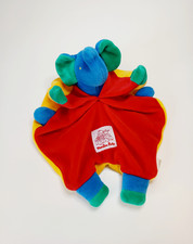 Doudou Plat Rond Ancien Eléphant Bleu Rouge Jaune Vert Vite Un Câlin Moulin Roty
